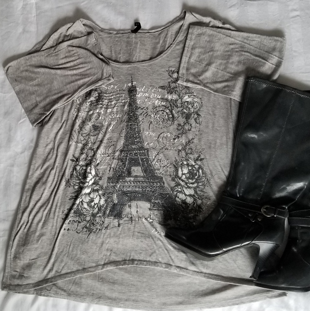 Eiffle Tower gray beaded top